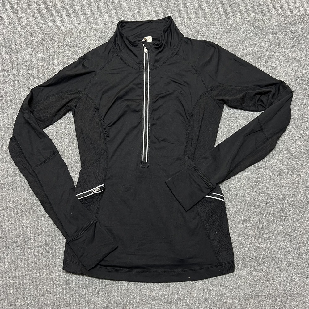 Lululemon Pullover Womens 6 Black 1/2 Zip Mock Neck Reflective Running Top